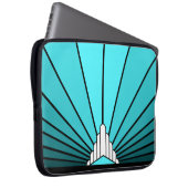 Art deco zon in aqua Electronics Bag Laptop Sleeve (Voorkant Rechts)
