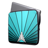 Art deco zon in aqua Electronics Bag Laptop Sleeve (Voorkant Links)