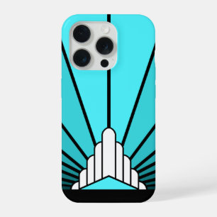 Art deco zon in aqua iPhone 15 pro case