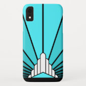 Art deco zon in aqua iPhone / iPad case (Achterkant)