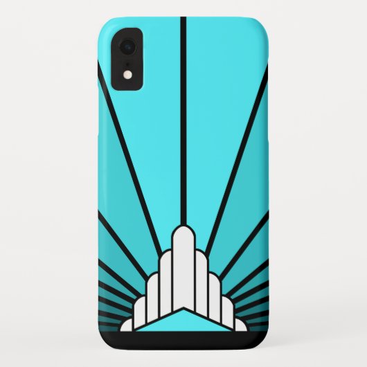 Art deco zon in aqua iPhone / iPad case (Achterkant)