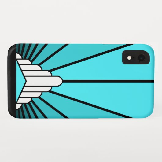 Art deco zon in aqua iPhone / iPad case (Achterkant (horizontaal))