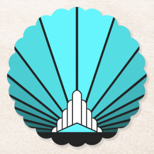 Art deco zon in aqua kartonnen onderzetters