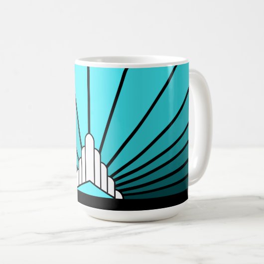 Art deco zon in aqua Mok (Voorkant rechts)