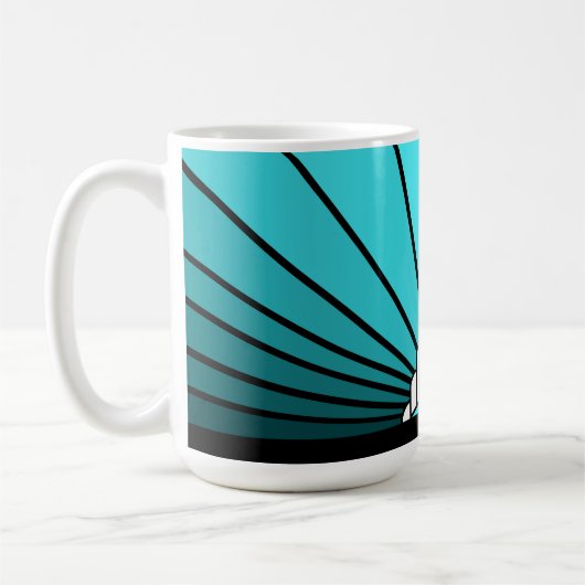 Art deco zon in aqua Mok (Links)