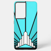 Art deco zon in aqua samsung galaxy hoesje (Achterkant)