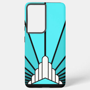 Art deco zon in aqua samsung galaxy hoesje
