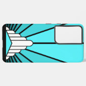 Art deco zon in aqua samsung galaxy hoesje (Achterkant horizontaal)