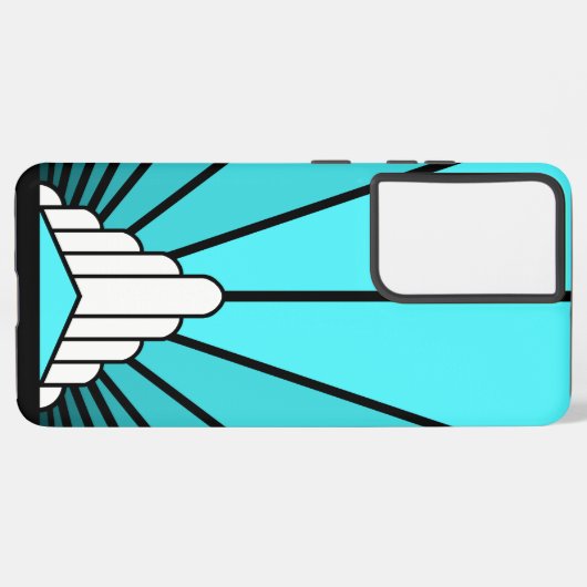 Art deco zon in aqua samsung galaxy hoesje (Achterkant horizontaal)