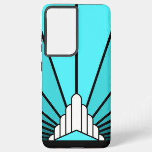 Art deco zon in aqua samsung galaxy hoesje
