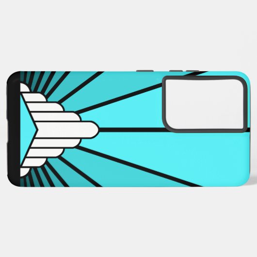 Art deco zon in aqua samsung galaxy hoesje (Linkerkant)