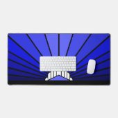 Art deco zon in blauw bureaumat (Keyboard & Muis)