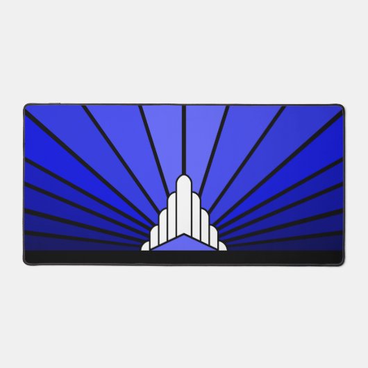 Art deco zon in blauw bureaumat (Voorkant)