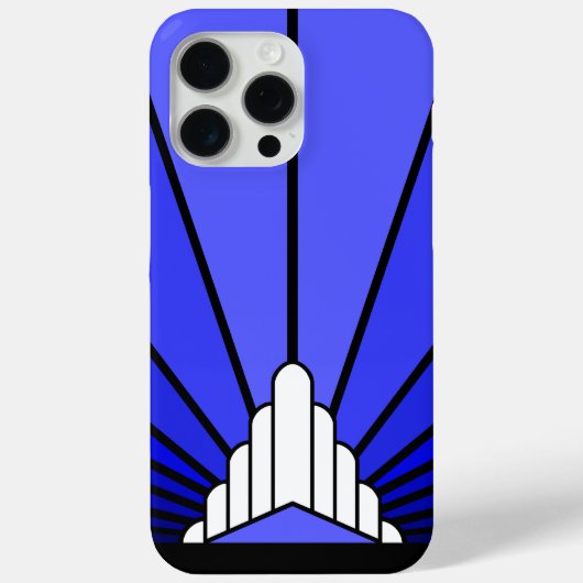 Art deco zon in blauw Case-Mate iPhone case (Achterkant)