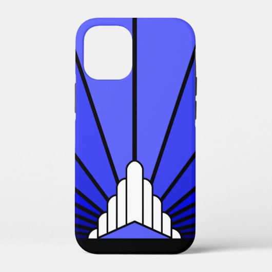Art deco zon in blauw Case-Mate iPhone case (Achterkant)
