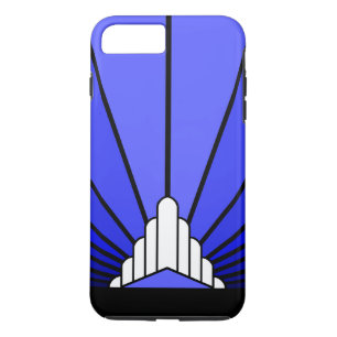 Art deco zon in blauw iPhone 8/7 plus hoesje