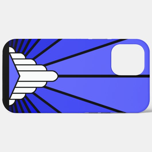 Art deco zon in blauw Case-Mate iPhone case (Achterkant (horizontaal))