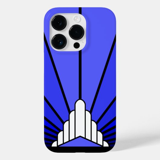 Art deco zon in blauw Case-Mate iPhone case (Achterkant)