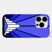 Art deco zon in blauw Case-Mate iPhone case (Achterkant (horizontaal))