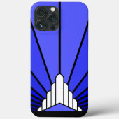 Art deco zon in blauw Case-Mate iPhone case (Achterkant)