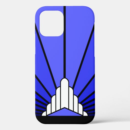 Art deco zon in blauw Case-Mate iPhone case (Achterkant)