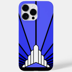 Art deco zon in blauw Case-Mate iPhone 14 pro max hoesje