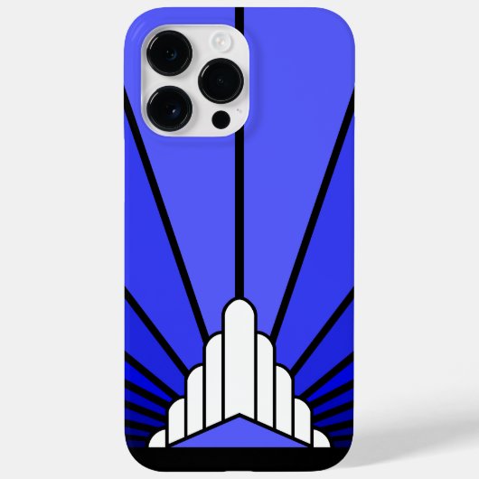 Art deco zon in blauw Case-Mate iPhone case (Achterkant)