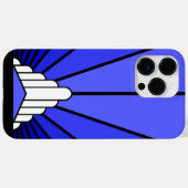 Art deco zon in blauw Case-Mate iPhone case (Achterkant (horizontaal))