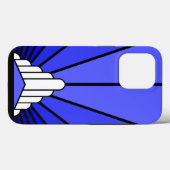 Art deco zon in blauw Case-Mate iPhone case (Achterkant (horizontaal))