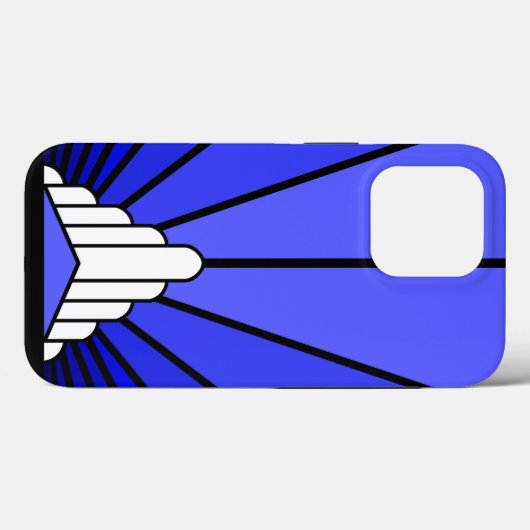Art deco zon in blauw Case-Mate iPhone case (Achterkant (horizontaal))