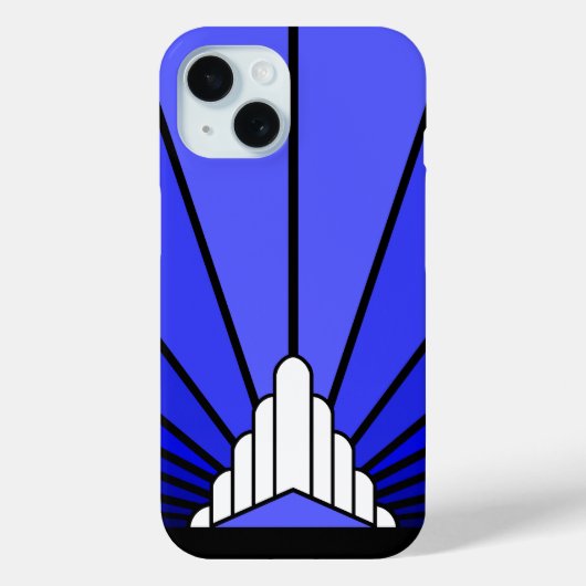 Art deco zon in blauw Case-Mate iPhone case (Achterkant)