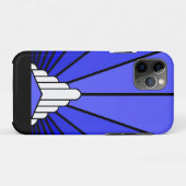 Art deco zon in blauw Case-Mate iPhone case (Achterkant (horizontaal))