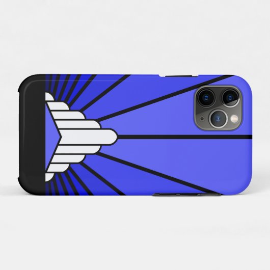 Art deco zon in blauw Case-Mate iPhone case (Achterkant (horizontaal))