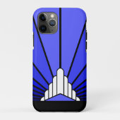 Art deco zon in blauw Case-Mate iPhone case (Achterkant)