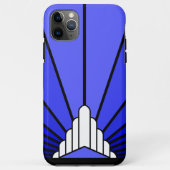 Art deco zon in blauw Case-Mate iPhone case (Achterkant)