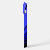 Art deco zon in blauw iPhone hoesje (Linkerkant)