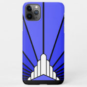 Art deco zon in blauw iPhone hoesje (Achterkant)