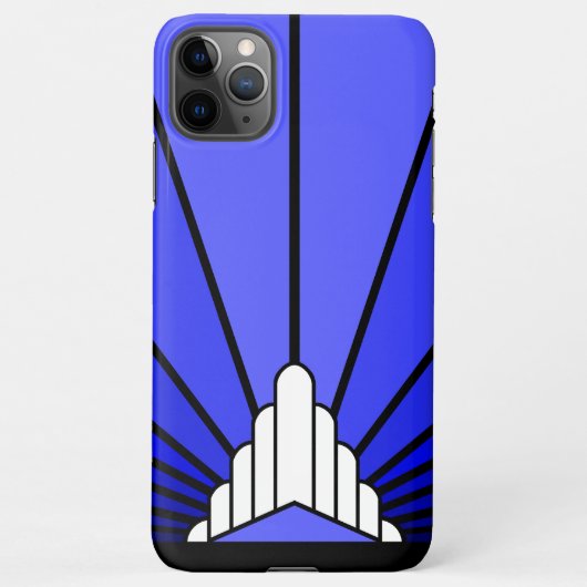 Art deco zon in blauw iPhone hoesje (Achterkant)