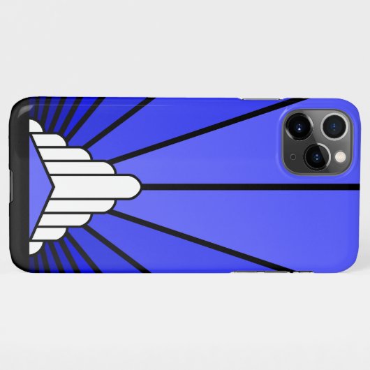 Art deco zon in blauw iPhone hoesje (Achterkant horizontaal)
