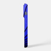 Art deco zon in blauw iPhone hoesje (Linkerkant)
