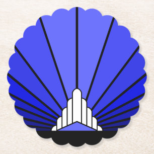Art deco zon in blauw kartonnen onderzetters