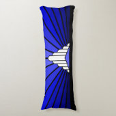 Art deco zon in blauw lichaamskussen (Voorkant Verticaal)