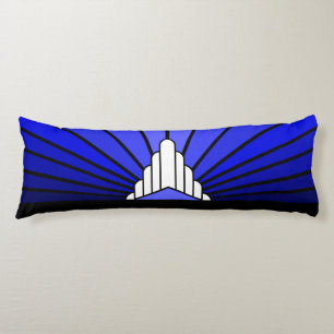 Art deco zon in blauw lichaamskussen