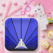 Art deco zon in blauw Papieren Bord (Feest)
