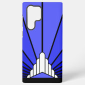 Art deco zon in blauw samsung galaxy hoesje (Achterkant)
