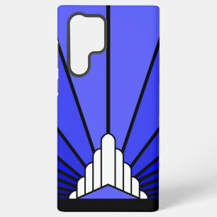 Art deco zon in blauw samsung galaxy hoesje