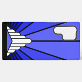 Art deco zon in blauw samsung galaxy hoesje (Achterkant horizontaal)