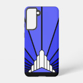 Art deco zon in blauw samsung galaxy hoesje (Achterkant)