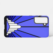 Art deco zon in blauw samsung galaxy hoesje (Achterkant horizontaal)
