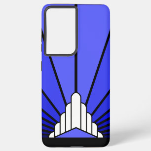 Art deco zon in blauw samsung galaxy hoesje